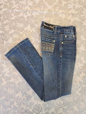 Rodeo Girl by Liz Bling & Embroidered Pockets Bootcut Jeans Girls Size 10